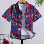 Chemise Hawaïenne Enfant Tropicale Bleu Rouge