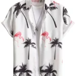 Chemise Hawaïenne Flamant Rose