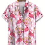 Chemise Hawaïenne Flamant Rose